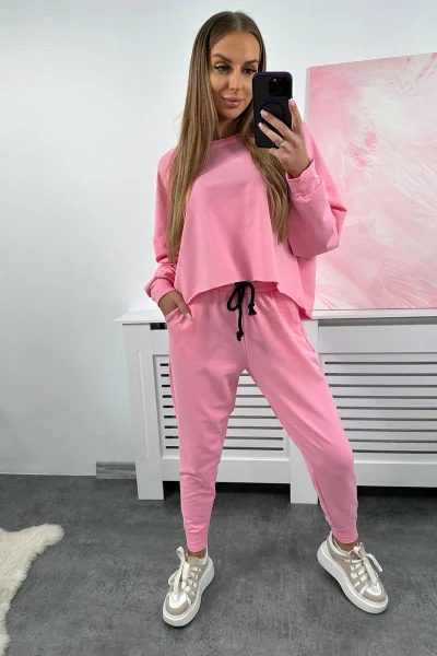 Světle růžový set mikina + kalhoty K-Fashion