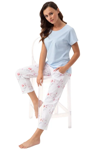Krátké pyžamo pro ženy Luna s květinovým potiskem