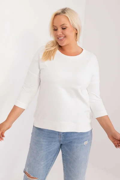 Ecru dámská bavlněná halenka plus size Fashionhunters