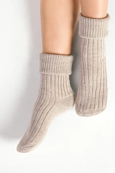 Vlněné béžové pletené ponožky Steven