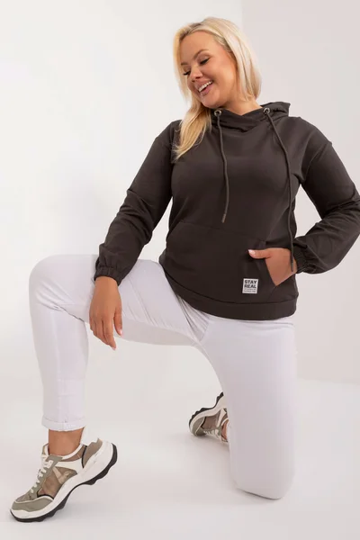 Dámská khaki mikina plus size s kapucí Fashionhunters