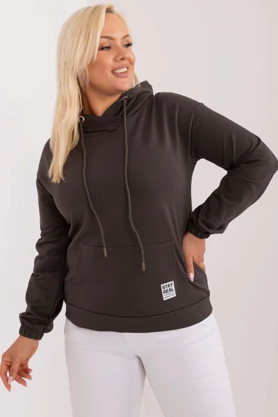 Dámská khaki mikina plus size s kapucí Fashionhunters