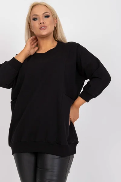 Plus Size Černá Dámská Základní Halenka Fashionhunters