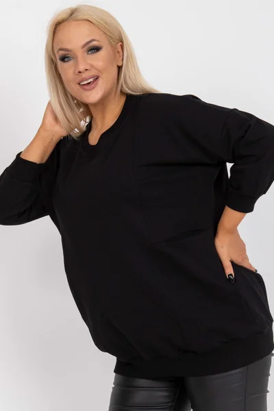 Plus Size Černá Dámská Základní Halenka Fashionhunters