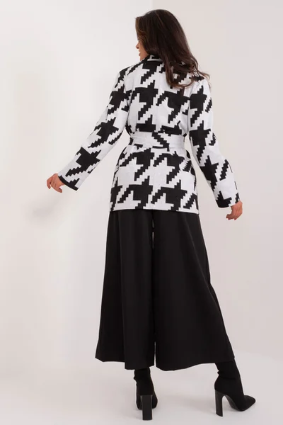 Šedočerný dámský kabát Houndstooth od Fashionhunters