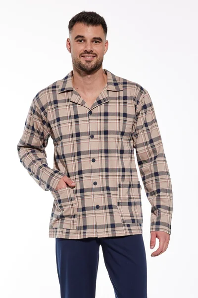 Kostkované pánské zipové pyžamo Cornette 3XL-5XL