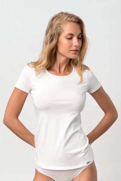 Klasické dámské tričko z přírodní bavlny s elastanem - CottonComfort