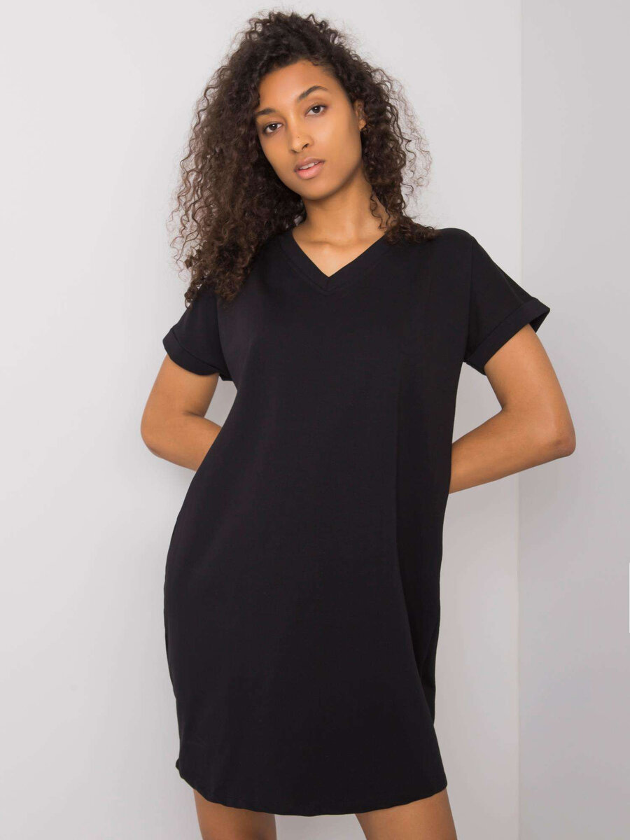 Dámské RUE PARIS Černé bavlněné šaty pro ženy FPrice, M i523_2016102951384