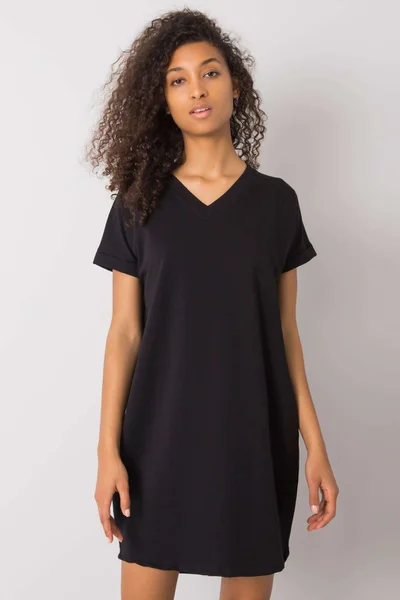 Dámské RUE PARIS Černé bavlněné šaty pro ženy FPrice