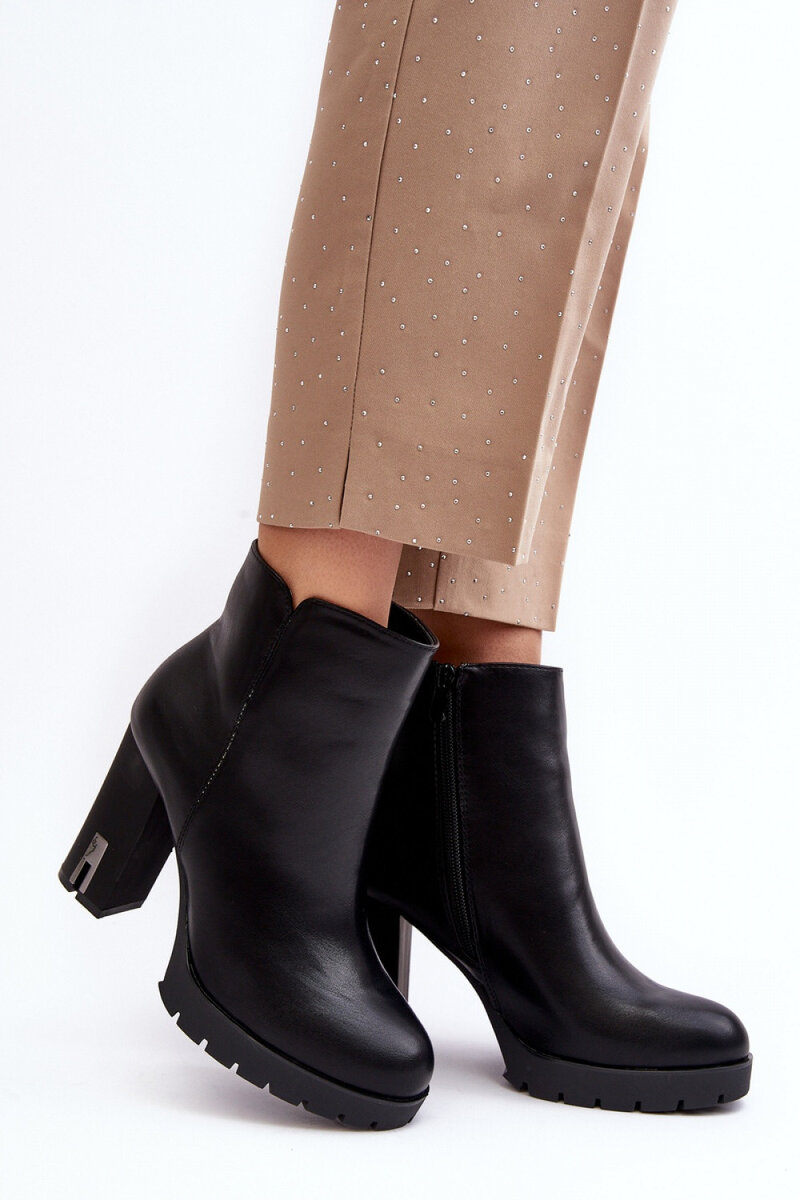 Stylizované dámské boty na platformě - Ekokůže Sloupkový podpatek, 37 i240_189406_2:37