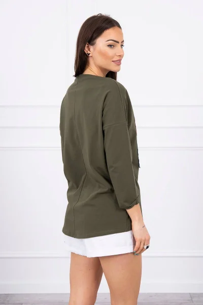 Khaki Grafická Halenka K-Fashion - Dámská S/M a L/XL