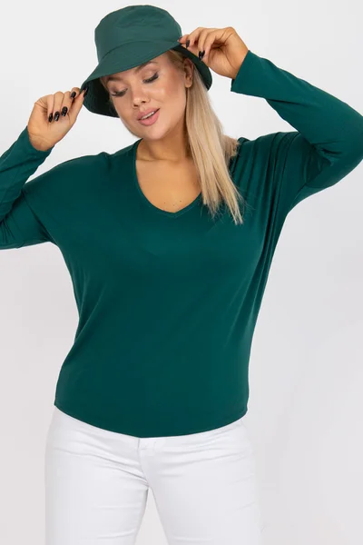 Tmavě zelená V-halenka plus size Fashionhunters