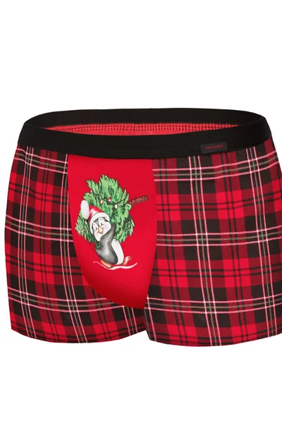 Vánoční boxerky Penguin Red-Graphite pro muže