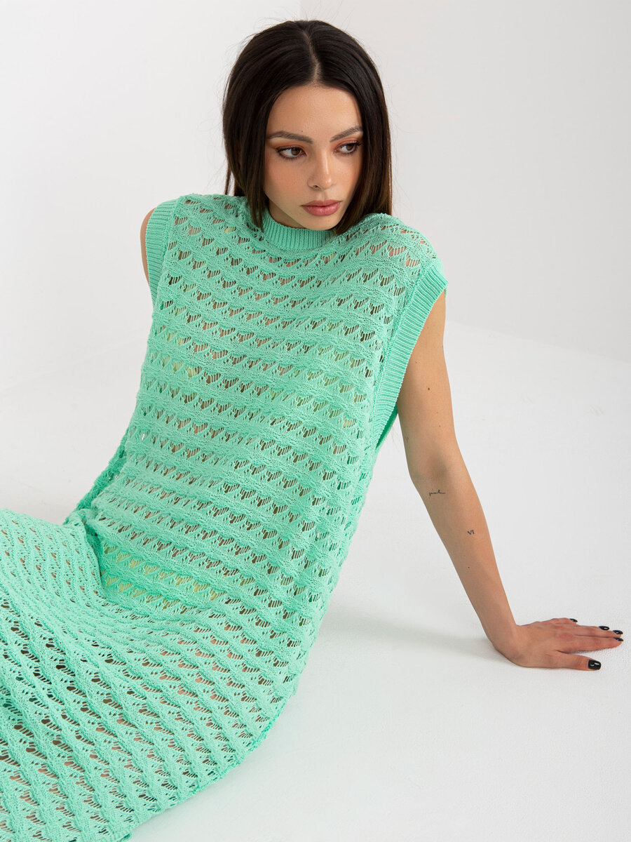 Letní mátové pletené maxi šaty - BA-SK-9003, jedna velikost i523_2016103407965