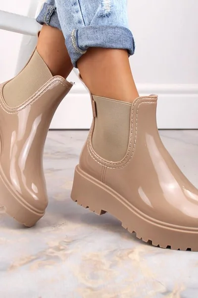 Beige platformové kotníčkové boty Big Star Wellingtons