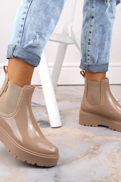 Beige platformové kotníčkové boty Big Star Wellingtons