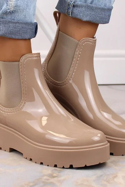 Beige platformové kotníčkové boty Big Star Wellingtons