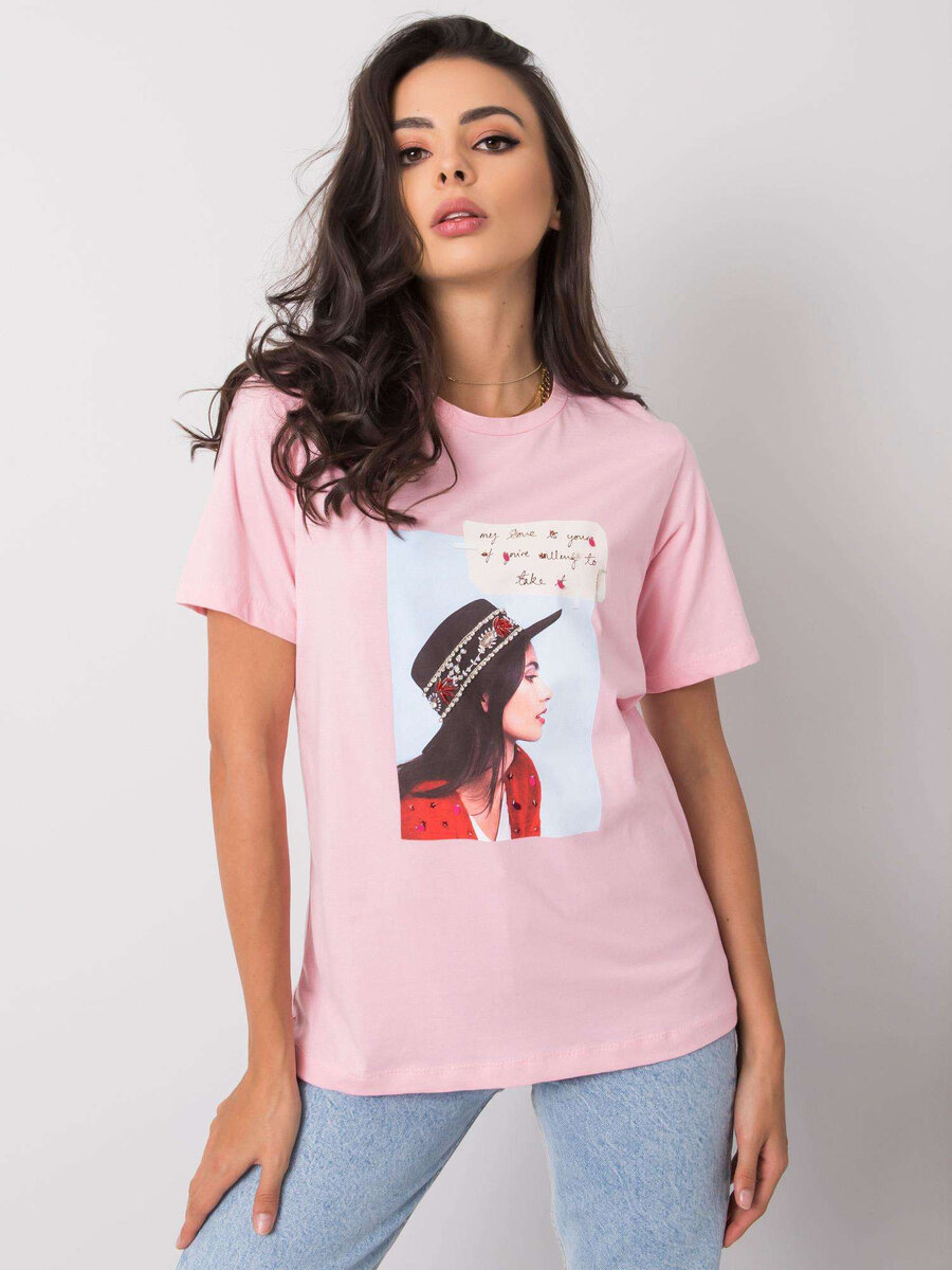 Růžové dámské tričko s potiskem FPrice, M i523_2016102842675