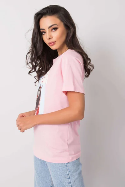 Růžové dámské tričko s potiskem FPrice