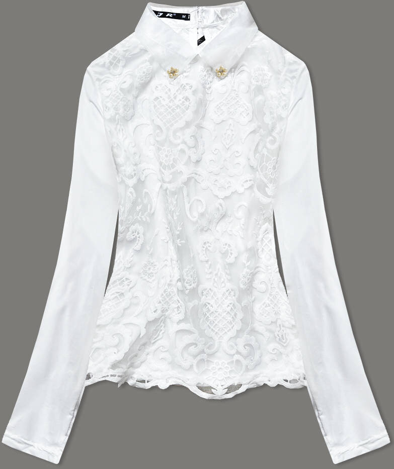 Dámská elegantní dámská halenka v ecru barvě s límečkem 07238 LJR, odcienie bieli S (36) i392_21250-46