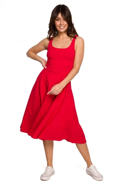 Dámské 90O Přiléhavé šaty bez rukávů - červené