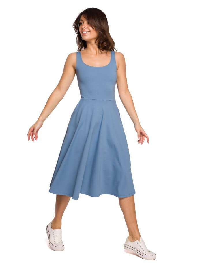 Dámské WMDL1 Přiléhavé šaty bez rukávů - modré, EU S i529_4828515292806393888