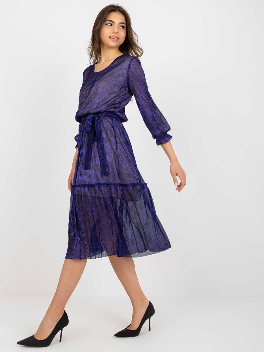 Modré dámské šaty FPrice s krátkým rukávem a délkou po kolena, 42 i523_2016103375035