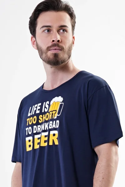 Pánská noční košile s krátkým rukávem Life is beer Cool Comics