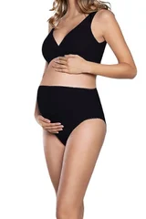 Dámské bavlněné těhotenské kalhotky Mama Maxi černé Italian Fashion