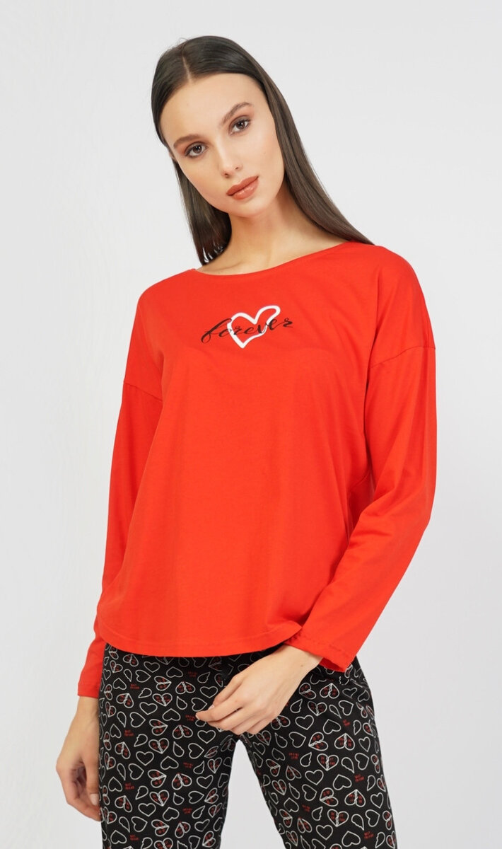 Pyžamo pro ženy dlouhé Forever Vienetta Secret, červená XL i232_8960_55455957:červená XL