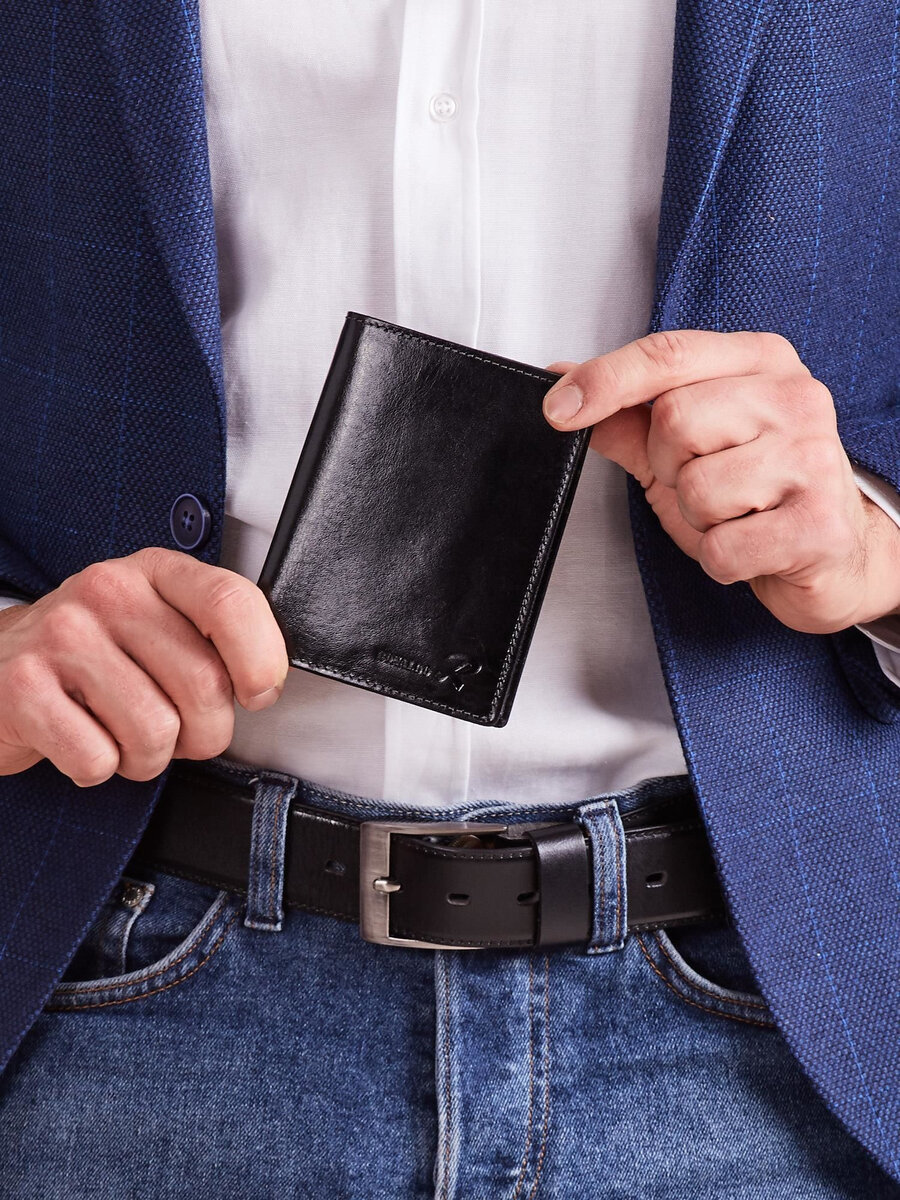 Pánská měkká černá kožená peněženka FPrice, jedna velikost i523_2016101501436