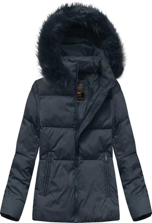Zimní bunda pro ženy Modrá Krátká Luxusní Libland, odcienie niebieskiego L (40) i392_14073-49