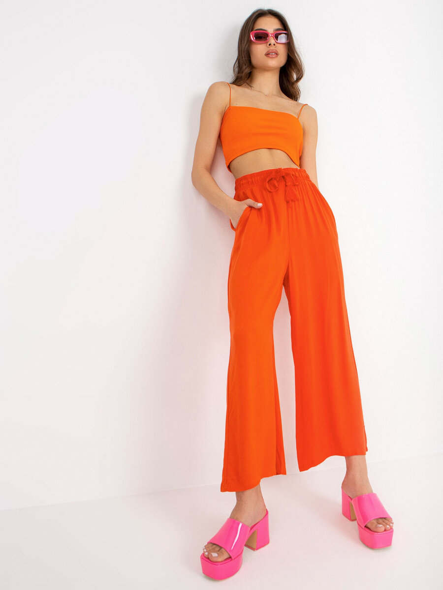 Oranžové dámské kalhoty FPrice s vysokým pasem, S i523_4063813475287