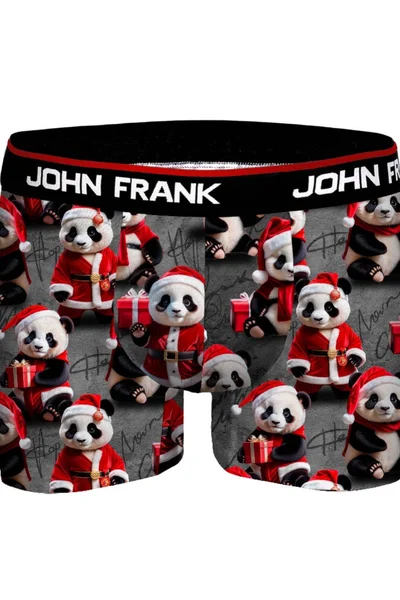 Šedé Pánské Vánoční Boxerky John Frank PANDA