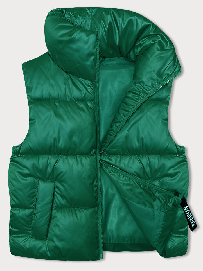 Zelená péřová vesta s vysokým límcem SWEST, odcienie zieleni M (38) i392_22415-47