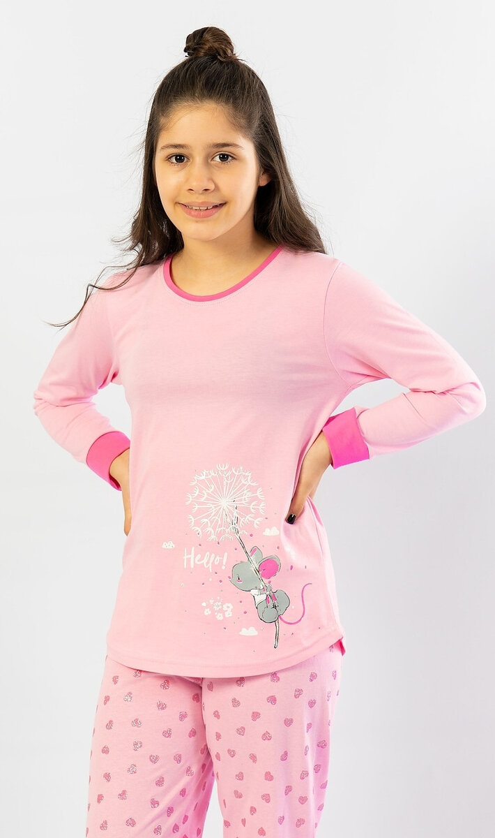 Dětské pyžamo dlouhé Malá myška Vienetta Kids, světle růžová 7 - 8 i232_8304_55455957:světle růžová 7 - 8