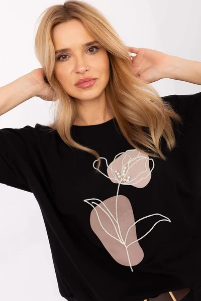 Dámská černá halenka FPrice s volným střihem
