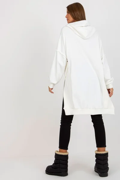 Dámská ecru oversized mikina s kapucí - Fashionhunters