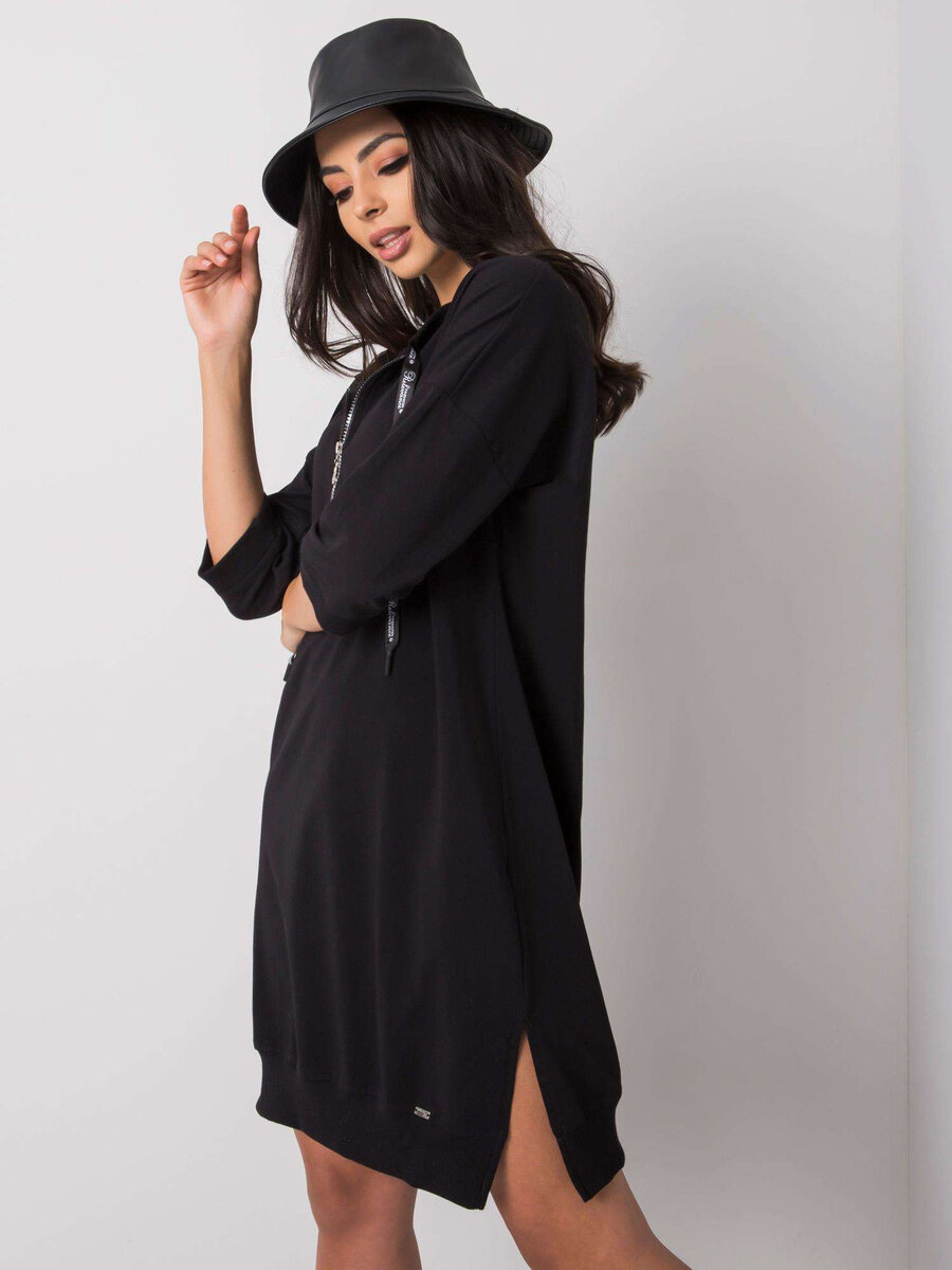 Dámské černé bavlněné šaty se zipem FPrice, L/XL i523_2016102833819