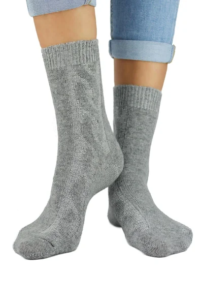 Vlněné dámské ponožky Copánkový vzor