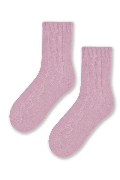 Růžové vlněné copánkové ponožky Noviti