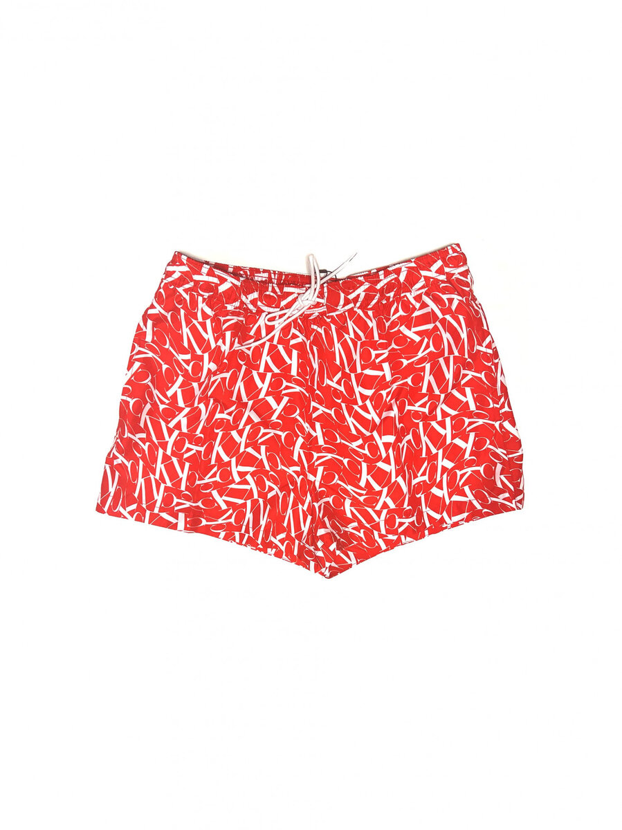 Pánské plavky CK s potiskem v červenobílé barvě, červená-bílá M i10_P60160_1:1384_2:91_