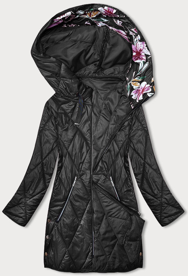 Černá péřová bunda s kapucí SWEST, odcienie czerni 46 i392_22432-R