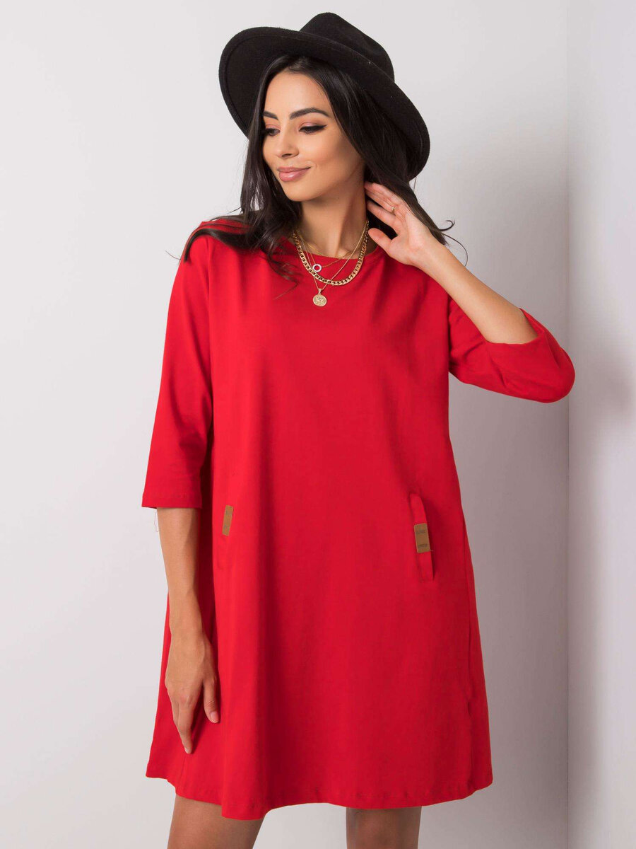 Dámské červené volné šaty FPrice, S/M i523_2016102834588