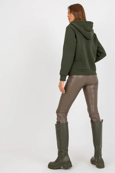 Dámská khaki mikina na zip s kapsami od Fashionhunters