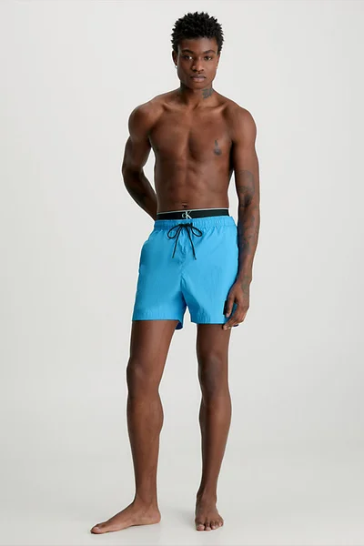 Pánské plavky s dvojitým pasem 137 CYO modré - Calvin Klein