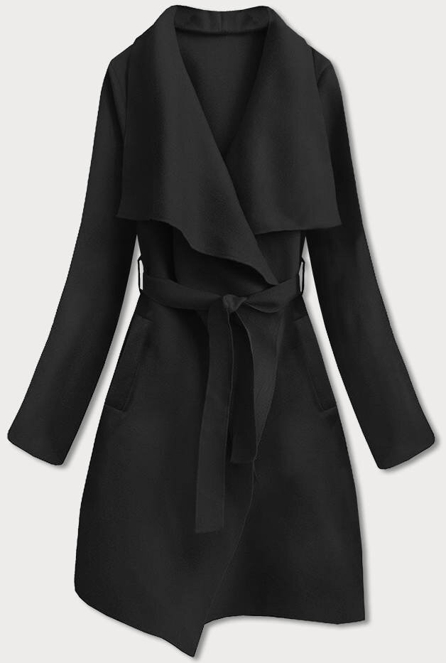 Černý dámský minimalistický kabát 2314Y MADE IN ITALY, odcienie czerni ONE SIZE i392_19423-50