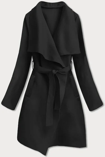 Černý dámský minimalistický kabát 2314Y MADE IN ITALY
