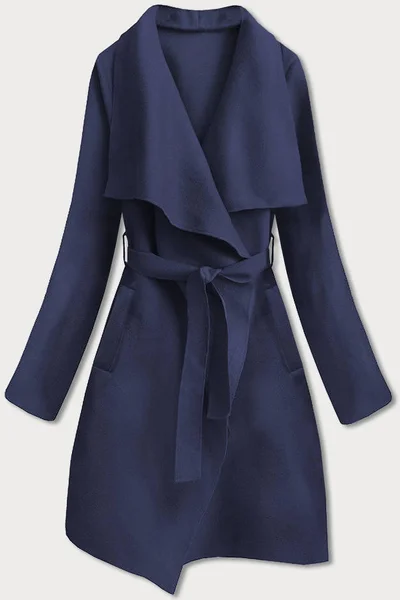 Tmavě modrý dámský minimalistický kabát 5085 MADE IN ITALY