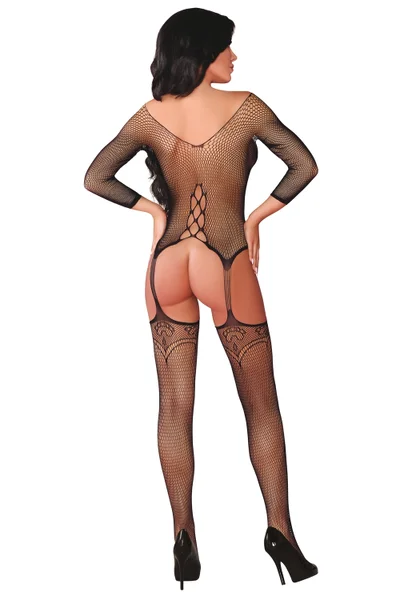 Černý geometrický bodystocking Dalitso